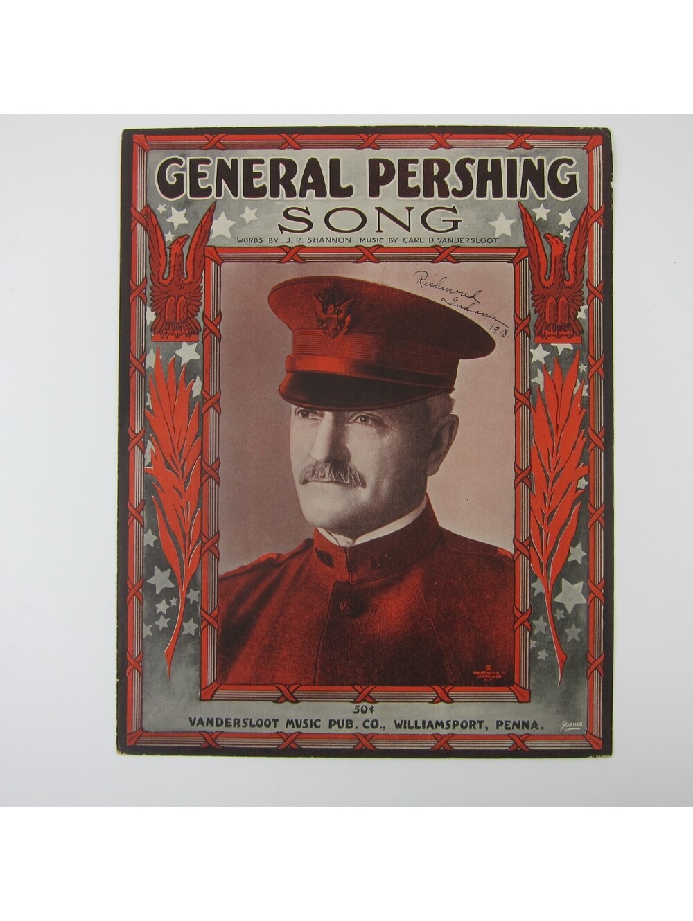 Sheet Music General Pershing One Step March Shannon Vandersloot WWI Antique 1918
